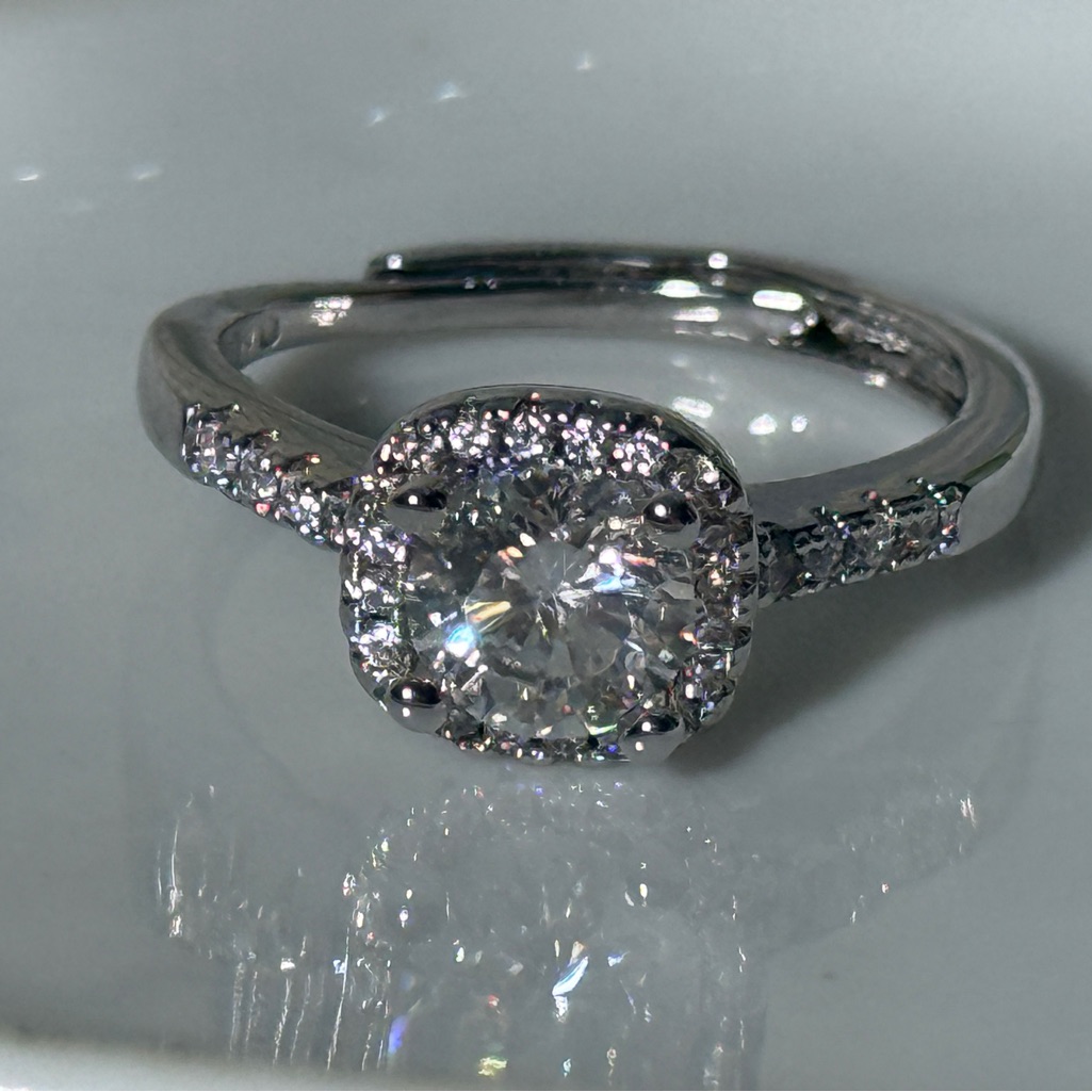 Moissanite Square Size Adjustable 6-12 Womens Ring White Gold Plated 56$